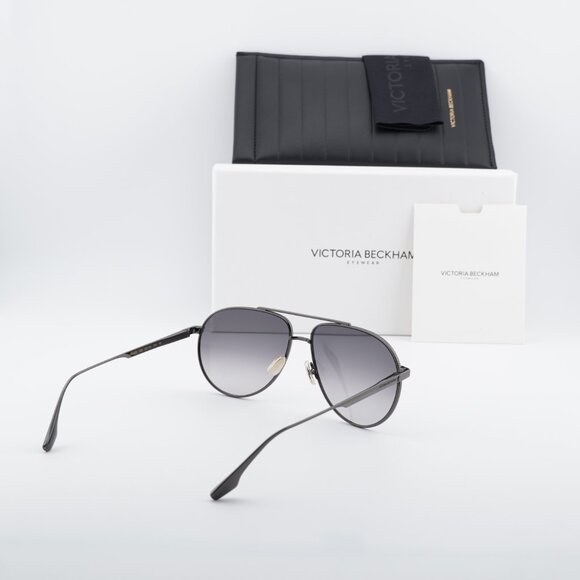 Victoria Beckham VB242S 043 Aviator Sunglasses – Gunmetal/Grey main image 2